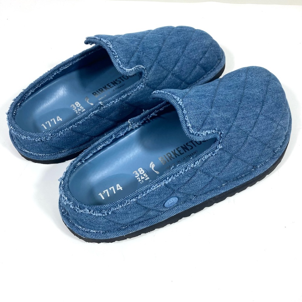 Birkenstock 1774 Eliscu Quilted Denim Slide Clogs Mules Faded Denim 7 38 NEW - Picture 6 of 17